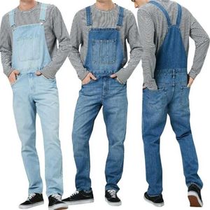 Jeans para hombre Denim Dungarees Monos Babero y Brace Mono Mameluco Pantalones 211111