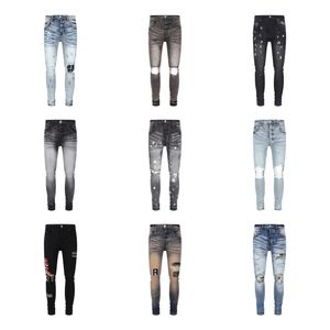 jeans pour hommes jeans de créateur mode slim skinny High Street Denim bleu clair pâte tissu trou taille hip hop pièces en gros 15 couleurs 29-40