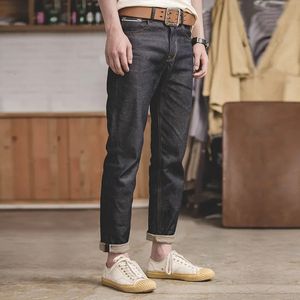 Jeans para hombre Maden Colored Cotton Denim 138oz Vintage Amekaji Style Raw para hombres Pantalones extragrandes de cintura media 501 Rojo Blanco Selvedged 231025
