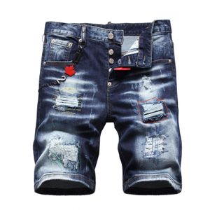 Hommes Jeans Hommes Bleu Clair Denim Shorts D'été Trous Haute Qualité Mâle Stretch Fit Déchiré dsq Taille 42 230519