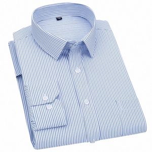 Mens LG camisa de manga casual Busin clásico a rayas a cuadros a cuadros púrpura azul masculino social Dr camisas para hombre camisa a tope e0LE #