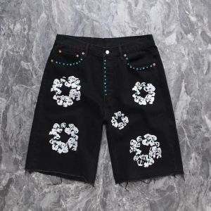 shorts de créateur de luxe pour hommes jeans pour femmes laissez des shorts de fleurs shorts brodés hip hop de rue pour hommes