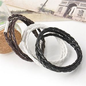 Pulsera de cuero multicapa para hombre Pulsera de cuerda de cadena trenzada trenzada coreana Brazalete de doble envoltura Hombres Mujeres Joyería al por mayor DHL