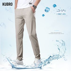 Pantalones para hombre KUBRO verano para hombre transpirable de alta calidad pantalones cómodos enfriamiento masculino jogging ropa de color sólido Slim Fit moda delgada 230313