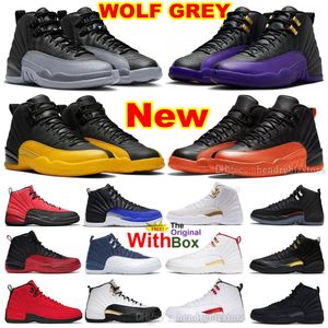 Noir Loup Gris 12S Chaussures de basket-ball Hommes 12 High Field Violet Brillant Orange Université Or Baskets de Pâques Rouge Taxi Royauté Winterized Cherry Stealth Baskets