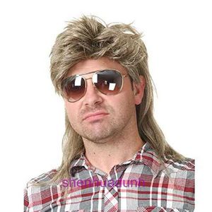 Mens Rock Style Short Wig Mullet Head Tiveau Fluffy Curly Hair Synthetic Fibre Bandband Pernes