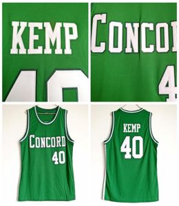 Mens Shawn Kemp 40 Concord High School Basketball Jerseys Vintage Green Stitched Shirts SXXL8617205