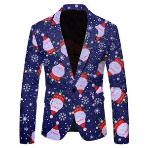 Hommes costumes Blazers mode père noël imprimer costume veste manteau de noël automne hiver hommes Blazer vestes pour fête 231206