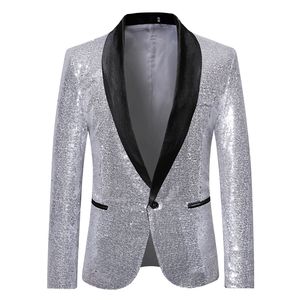 Trajes para hombre Blazers Gold Silver Sequin Shiny Suit Jacket Fashion Night Club DJ Actuaciones en el escenario Wedding party Coat 230207