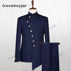 Trajes para hombre Blazers Gwenhwyfar Costume Homme Italian Business Slim Fit 2 piezas Navy Groom Prom Tuxedo Groomsmen Blazer para boda 221121