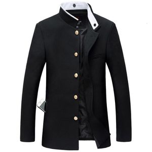Costumes pour hommes Blazers hommes noir veste tunique mince Blazer simple boutonnage uniforme scolaire japonais manteau d'université 230829