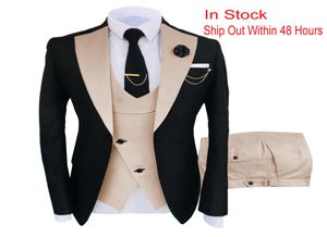 Mens Suits Blazers Fit de moda Slim 3 piezas Men traje de negocios formales champán beige esmoquin para novio de boda rugular blazerpant9015935