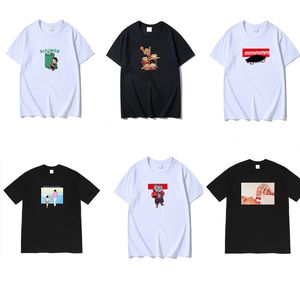 Camiseta de diseñador para hombre, camiseta de verano, camiseta de moda con patrón de anime de dibujos animados, impresión de retrato, camisetas de letras de algodón versátiles, camiseta informal suelta deportiva para hombre