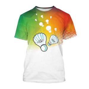 Camisetas para hombres 3D Top Sports Badminton Graphic Funny Print Hip Hop Personalidad Redonda Camiseta de manga corta para hombres
