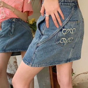 jupe en jupe denim Jupes pour femmes avec une jupe fendue à taille haute ceinturée pour femme jeans de denim coréen dames bleus streetwear harajuku vintage