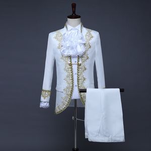 Survêtements pour hommes Prince Aristocrate en relief rétro vintage rococo médiéval 18ème siècle manteau pantalon tenues mascarade costume costumes de mariage 230914