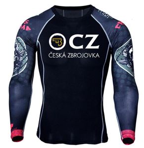 Camisetas para hombre CZ Ceska Zbrojovka Armas de fuego checas Camiseta comprimida Manga larga Culturismo Esqueleto Cabeza Estampado MMA Camiseta muscular 230214