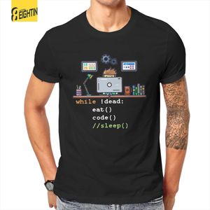Camisetas para hombre Programador divertido Ciencia informática Python Camisetas para hombres Algodón puro Novedad Eat Code Sleep Camiseta Tops Adulto 230629