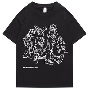 T-shirts pour hommes T-shirt d'été pur coton haut de gamme japonais Harajuku T-shirt Street Wear drôle Anime dessin animé graphique haut surdimensionné 230421