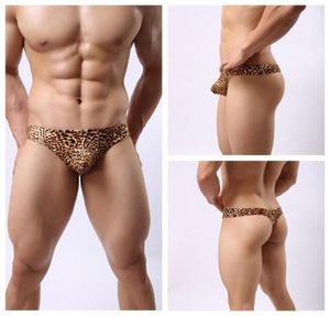 Sous-vêtements pour hommes sous-vêtements Sexy léger doux respirant imprimé léopard en forme de T slip de Bikini homme tongs et G Strings6550450