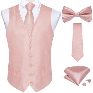 Gilets pour hommes marque de mode rose costume gilet cravate ensemble pour hommes marié robe en soie gilet pour mariage banquet fête homme gilet cravate noeud papillon ensemble 230313