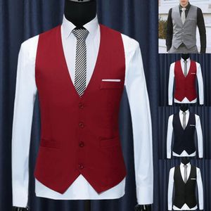 Chalecos para hombre, chalecos formales para hombre, traje de vestir, chaleco delgado de tres botones, poliéster, Spandex, informal, sin mangas, otoño británico, ves 230726