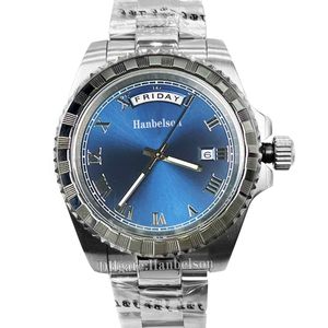 Reloj para hombre 8285 Movimiento automático japonés Esfera romana azul Reloj de pulsera de día Fecha Reloj dorado de dos tonos 41 mm