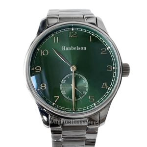 Reloj para hombre Movimiento mecánico automático Cuerda Esfera verde Esfera digital simple Caja de acero Reloj de pulsera con correa de metal