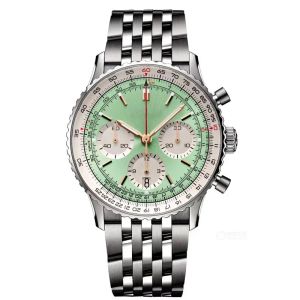 Montre pour hommes Aviation timing mouvement à quartz bracelet en acier de vachette vert orologio montres de haute qualité Montre de Luxe montres de luxe 42mm