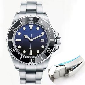 Montres pour hommes 44 mm de profondeur Lunette en céramique Sea-dweller Saphir Cystal Acier inoxydable Glide Lock Fermoir solide Automatique Mécanique Montre-bracelet de luxe pour hommes