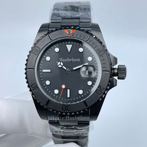 Reloj para hombre MAD All BLack Strap 2813 Movimiento automático Individuación de cristal de zafiro Relojes de pulsera bisel de escala roja Relojes de caja de acero volcánico