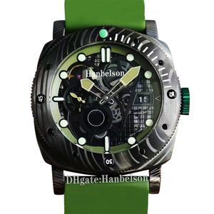 HETS Watch Racing Style Skeleton Green Automatic Male Horloge Sports Fitness Wrist Watch 47 mm