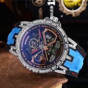 Relojes para hombres movimiento automático mecánico Mira la espalda transparente de alta calidad Case de diamantes Diamond Wutwatch Correa de goma impermeable 207x