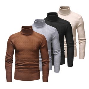 Suéteres para hombre, camisa Base de Color sólido cálido de invierno para hombre, suéter térmico de cuello alto de cuello alto, suéter de moda, jersey de calidad elástica