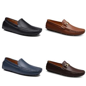 Hombres Mujeres Zapatos casuales GAI Cuero Suela suave Negro Blanco Rojo Naranja Azul Marrón Cómodo Entrenador Zapatilla de deporte 12