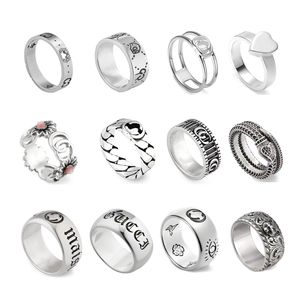 Anillos de diseñador para mujer para hombre Anillo de pareja de plata con forma de doble G Versión de alta calidad Punto Joyería de lujo al por mayor