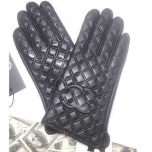 Gants de créateur 100% gants noirs en peau de mouton Gants d'écran tactile de mode pour femmes pour le cyclisme en plein air rembourré et épaissi coupe-vent