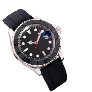 Montre YachtMaster pour hommes Boîtier en acier Lunette en céramique lumineuse 2813 Montres à mouvement automatique Cadran bleu clair Ceinture en caoutchouc de sport Boucle pliante 46MM Montres-bracelets