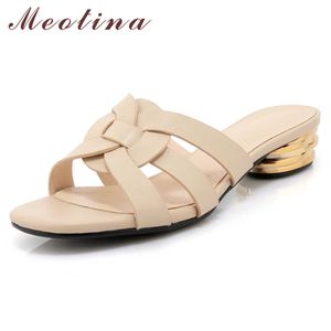 MEOTINA ZAPA ZAPA DE VERANO DIBUJOS DE VERANO Cuero genuino natural EXTRACORA DE ESTILO DE TEEL SOBRE EL CUERO DE COMPA DE CUERCO DE CUERCO ABIERTO DE TOE SALIRSE LADY SANDALS 40 210608