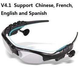 V4.1 Lunettes de soleil d'extérieur sans fil Bluetooth Lunettes de soleil Stéréo Mains libres Casque Écouteurs Écouteurs pour téléphone intelligent au détail HBS-368 20pcs