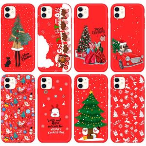 Feliz Navidad Santa Tree Fundas para teléfono para iPhone 14 Plus Pro Max Rojo Flexible Suave TPU Shell iPhone14 13 12 11 8 7 Tema del festival de Navidad Moda linda Cubierta de deseo de año nuevo