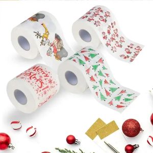 Joyeux Noël Papier Toilette Impression Créative Modèle Série Rouleau De Papiers Mode Drôle Nouveauté Cadeau Écologique Portable En Gros