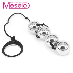 Meselo 4 Bolas Ben Wa Bolas Kegel Bolas Anales Vaginales Butt Plug de Metal Tapones Anales de Metal de Acero Inoxidable Juego para Adultos Juguetes Sexuales D18110105