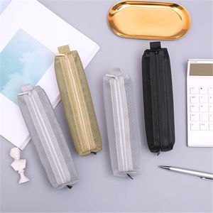 Mesh Pen Bag Zipper Pouch Clear Pencil Case Papeterie De Stockage Organisateur Maquillage Voyage Accessoires KDJK2305