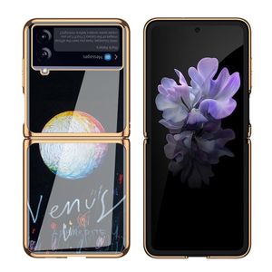 Messen Romantic Starry Sky Phone Case pour Samsung Z Flip 3 4 Case Temperred Glass Flip4 Affiche de choc pour Galaxy Z Flip4 Case