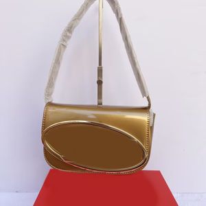 Bolso de mensajero Bolso de diseñador de cuero real Bolsos para mujer Bolsos de jingle para damas Color dorado plateado brillante Bolsos de hombro axilas de moda clamshell xb009