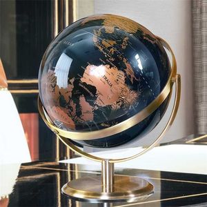 Accessoires en métal grand Globe de carte du monde pour la maison Table bureau ornements cadeau de noël bureau décoration de la maison 220113