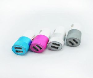 Alliage métallique double chargeur de voiture USB lumière LED 5V 2Ports adaptateur de charge de synchronisation balle universelle pour iphone 7 plus Samsung S7 HTC6493775