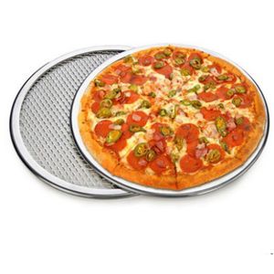 Moules à pizza en aluminium en métal 8 pouces 10 pouces 12 pouces écran rond sans couture pour fours grilles de gril plats de pâte à tarte outils gadgets de fête de cuisine