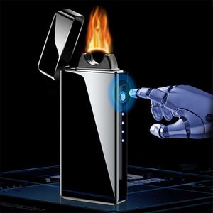 Metal Arc Flame Lighter USB Recargable Plasma Flameless Cigarettes Cigar con Power Display Gadgets para hombres 51FL